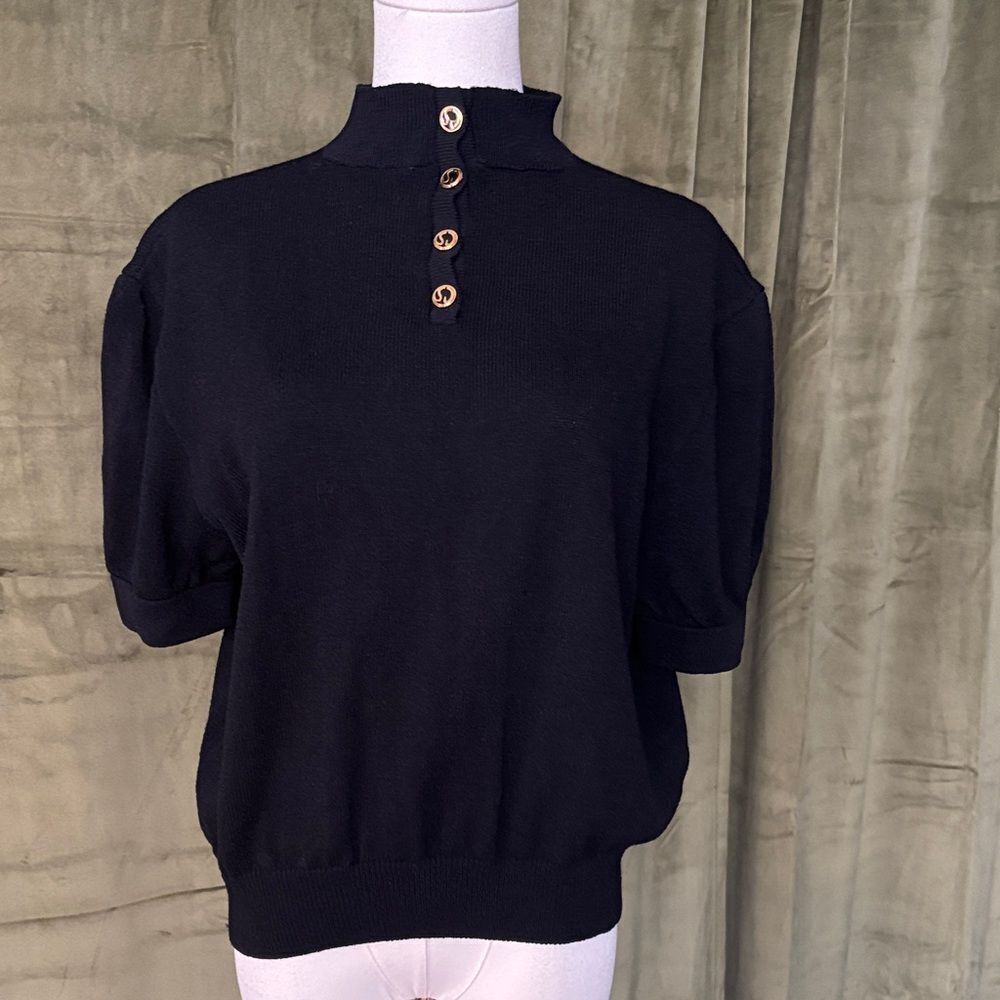 St. John Elegant Black Button-Up Women's Top, L